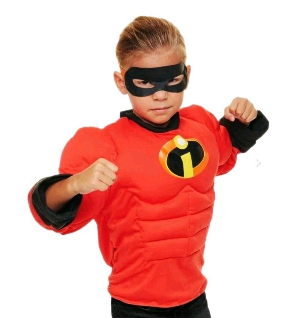 NEW Disney Pixar Incredibles 2 Mr Incredible Muscle Suit Boy Costume SOUND 4-6 S